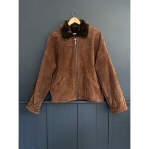 Wilsons Leather Brown Suede Faux Fur Ranch Style Western Jacket Size Medium